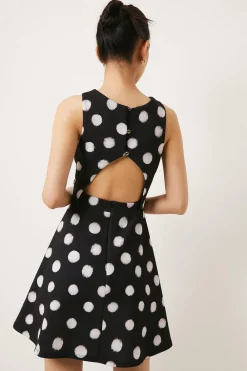 Discount Oasis Button Detail Scuba Skater Dress Black