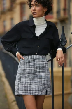 Sale Oasis Button Front Collared Shirt Black