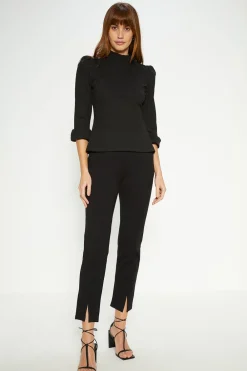 Online Oasis Button Shoulder Ponte Top Green