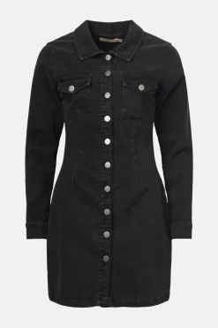 Discount Oasis Button Through Stretch Denim Dress Black