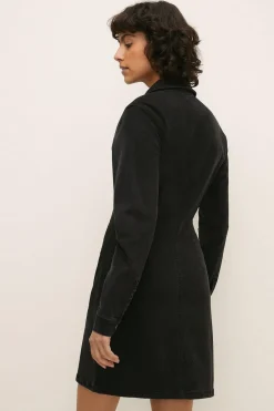 Discount Oasis Button Through Stretch Denim Dress Black
