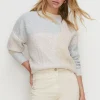 New Oasis Cable Colour Block Knit Jumper Pink
