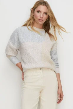 New Oasis Cable Colour Block Knit Jumper Pink