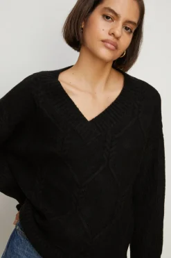 Outlet Oasis Cable Stitch Cricket Jumper Black