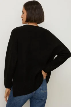 Outlet Oasis Cable Stitch Cricket Jumper Black