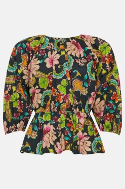 Online Oasis Carnival Paisley Printed Puff Sleeve Top Floral