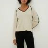 Outlet Oasis Cashmere Blend Deep Cuff Slouchy V Neck Jumper Camel