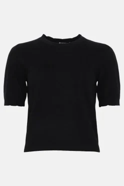 Outlet Oasis Cashmere Blend Scallop Detail Knitted T-Shirt Black