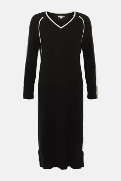 New Oasis Cashmere Blend V Neck Midi Dress Black