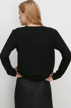 Clearance Oasis Cashmere V Neck Jumper Black