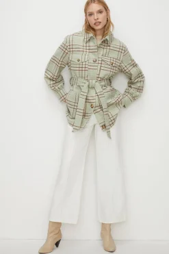 Hot Oasis Check Pocket Detail Overshirt Jacket Green