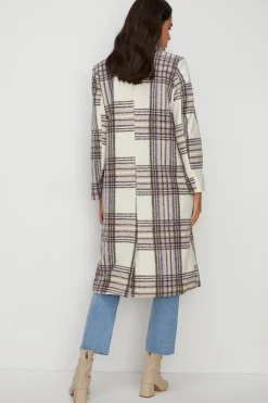 Outlet Oasis Check Single Breasted Relaxed Coat Purple