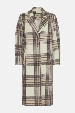 Outlet Oasis Check Single Breasted Relaxed Coat Purple