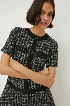 Best Oasis Check Tweed Flippy Mini Dress Black