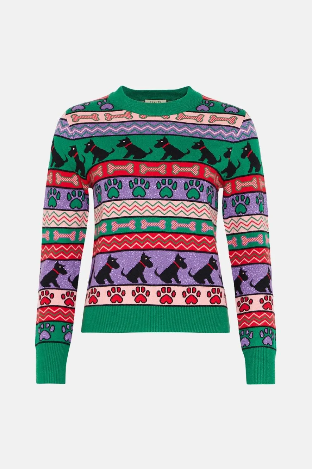 Sale Oasis Christmas Dog Jacquard Jumper Multi