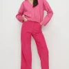 Fashion Oasis Chunky Cord Straight Leg Cord Trouser Pink