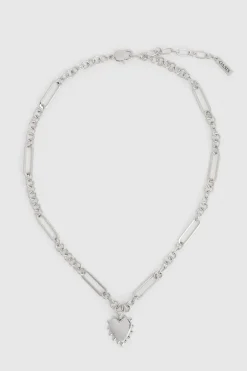 Outlet Oasis Chunky Heart Pendent Necklace Silver