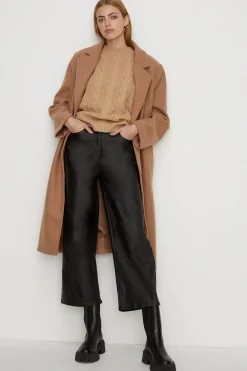 New Oasis Coated Denim Wide Leg Crop Jean Black
