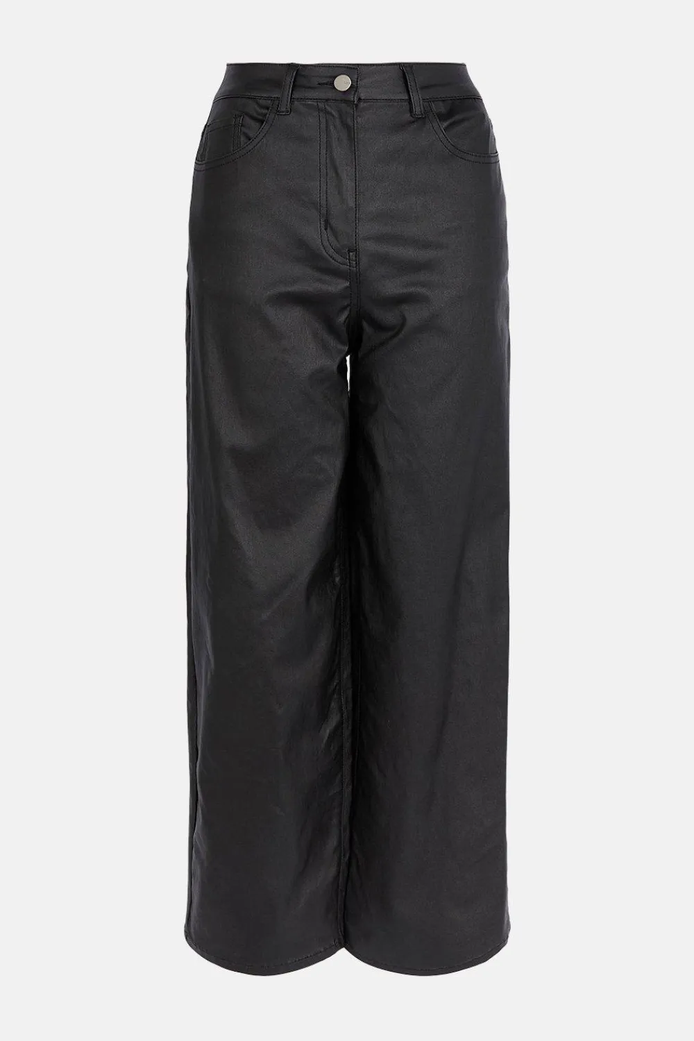 New Oasis Coated Denim Wide Leg Crop Jean Black