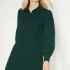 Fashion Oasis Collared Crepe Empire Seam Shirt Dress Forest