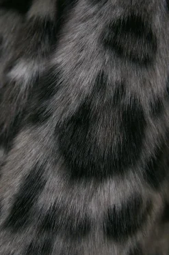 Clearance Oasis Collared Longline Animal Faux Fur Coat Grey