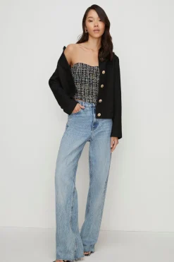 Hot Oasis Colour Tweed Corset Top Multi