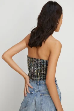 Hot Oasis Colour Tweed Corset Top Multi