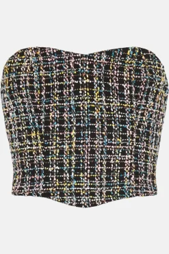 Hot Oasis Colour Tweed Corset Top Multi