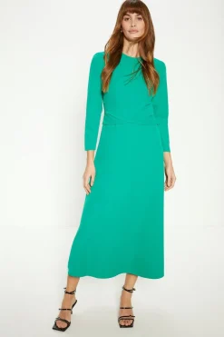 Discount Oasis Compact Crepe Cross Front Midi Dress Green