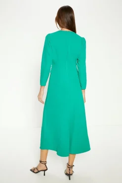 Discount Oasis Compact Crepe Cross Front Midi Dress Green