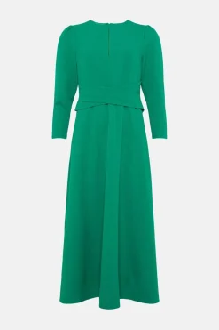 Discount Oasis Compact Crepe Cross Front Midi Dress Green