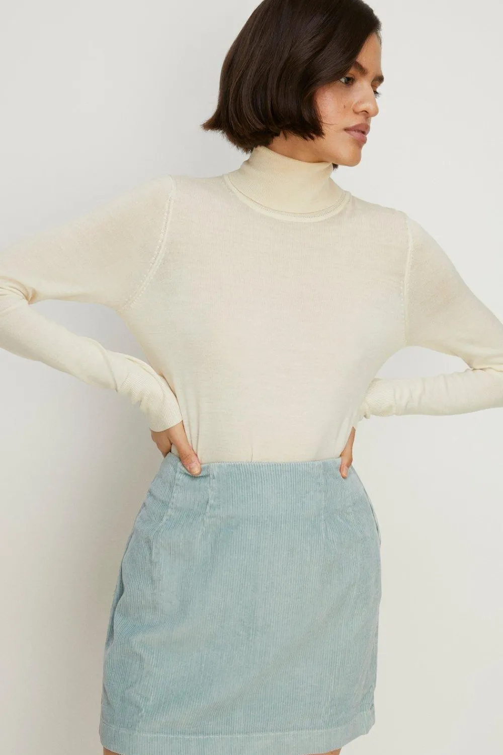 Fashion Oasis Cord High Waist Mini Skirt Teal