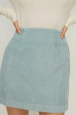 Fashion Oasis Cord High Waist Mini Skirt Teal