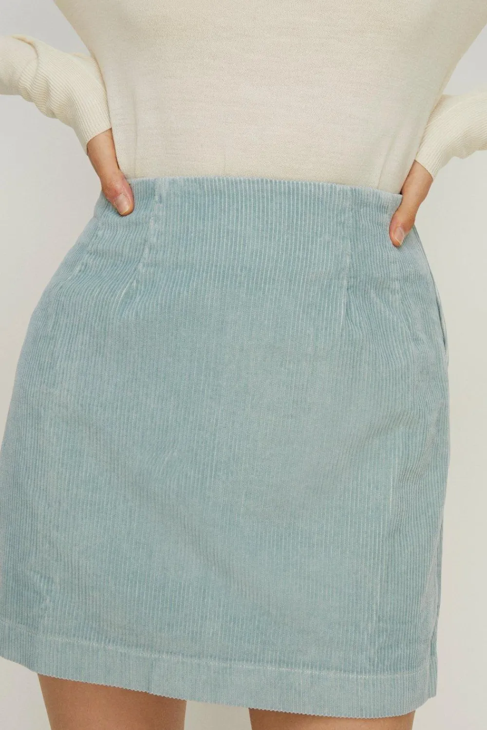 Fashion Oasis Cord High Waist Mini Skirt Teal