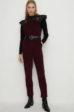 New Oasis Cord Scallop Dungaree Black