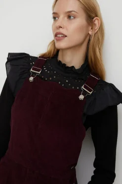 New Oasis Cord Scallop Dungaree Black