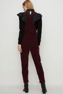 New Oasis Cord Scallop Dungaree Black