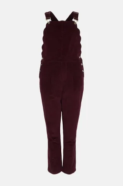 New Oasis Cord Scallop Dungaree Black