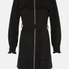 Discount Oasis Cord Zip Front Ruffle Yoke Dress Black