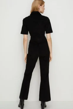 Best Oasis Cord Zip Through Flared Jumpsuit Khaki