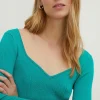 Fashion Oasis Corset Detail Rib Detail Jumper Magenta