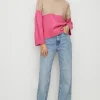 New Oasis Cosy Colour Block Crew Neck Jumper Hot Pink