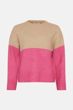 New Oasis Cosy Colour Block Crew Neck Jumper Hot Pink