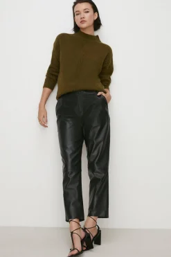 Hot Oasis Cosy Longline Rib Detail Mock Neck Jumper Hot Pink