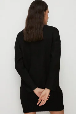Online Oasis Cosy Mock Neck Mini Jumper Dress Oatmeal