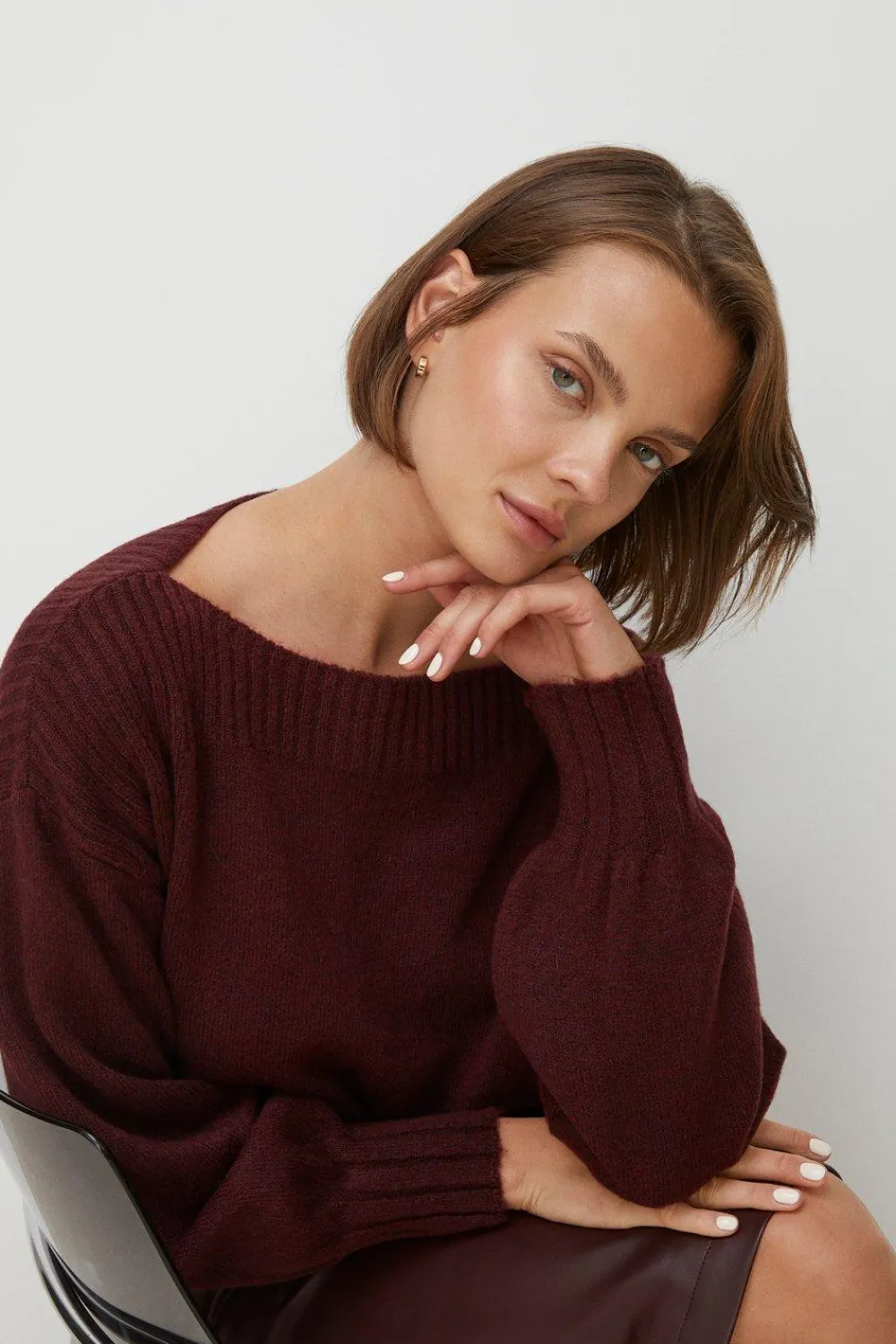 Clearance Oasis Cosy Slash Neck Jumper Blue