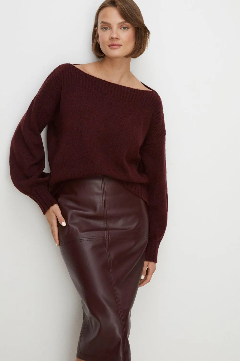 Clearance Oasis Cosy Slash Neck Jumper Blue