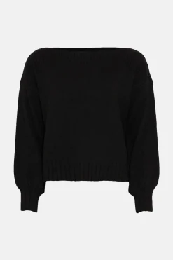Best Oasis Cosy Slash Neck Jumper Black