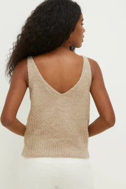 Hot Oasis Cosy Strappy Knitted Vest Oatmeal