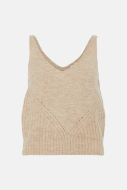 Hot Oasis Cosy Strappy Knitted Vest Oatmeal